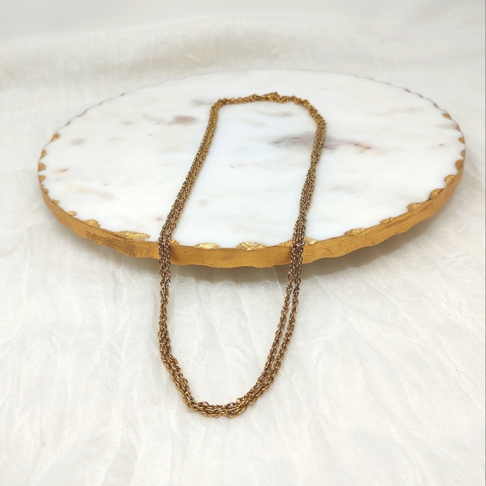 Long loopable gold rope twist chain necklace classic vintage style